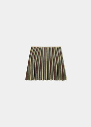 Pleated metallic-thread skirt