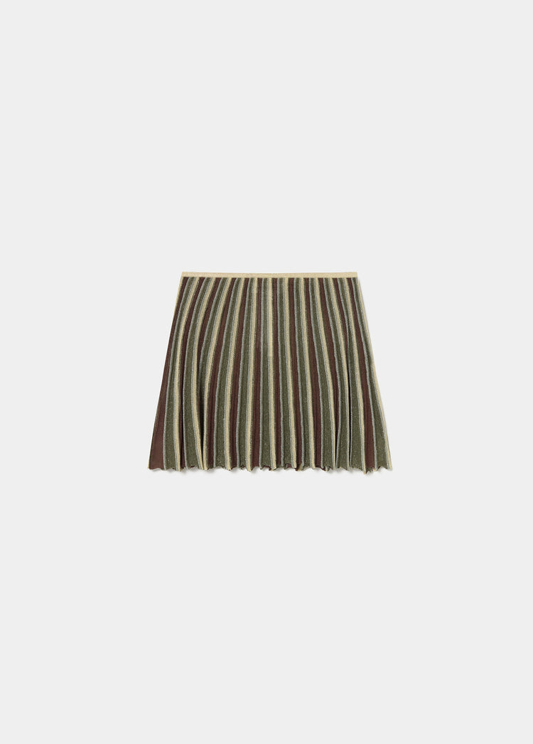 Pleated metallic-thread skirt