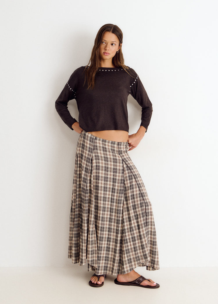 Asymmetric studded sweater