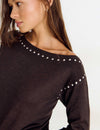 Asymmetric studded sweater