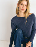 Metallic boat-neck sweater