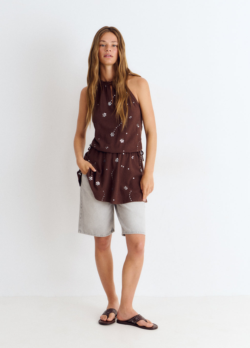 Sequin halter dress