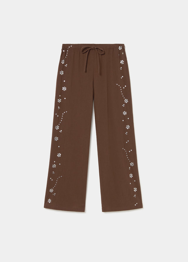 Flowy pants with side sequin detail