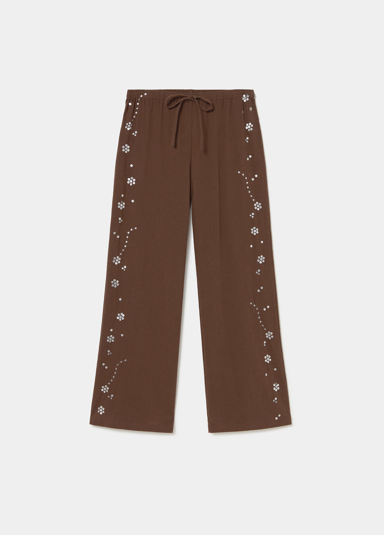 Pantaló fluid amb detall de lluentons lateral