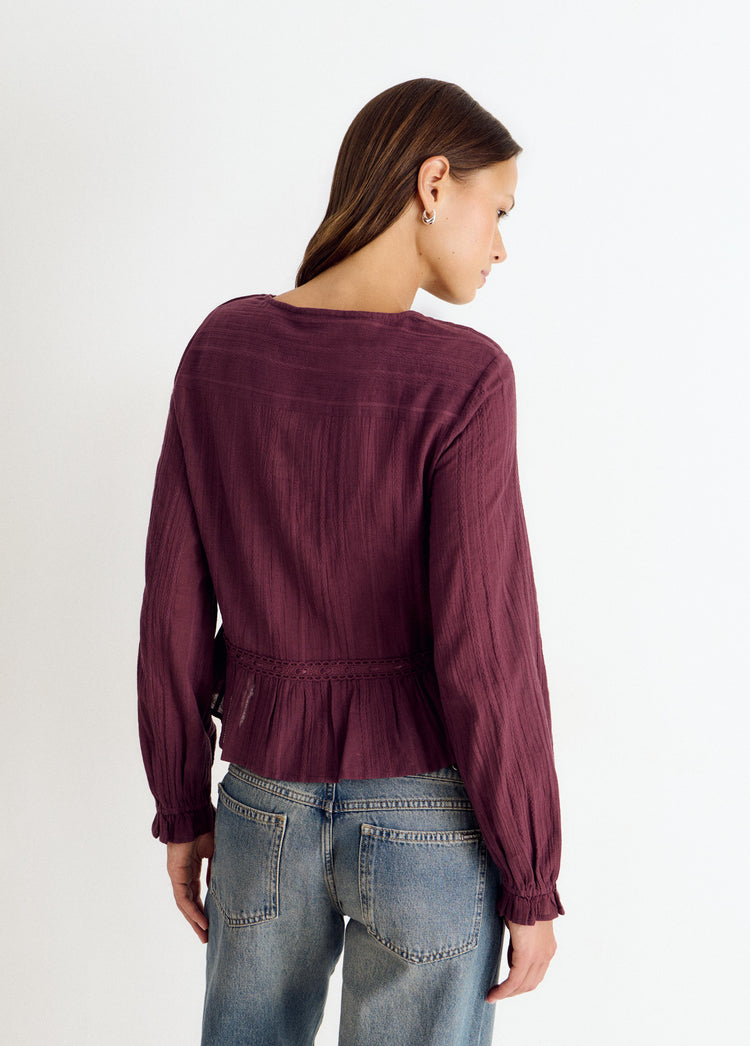 Blouse met lange mouwen en ruches