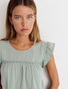 T-shirt with ruffle and lace trim