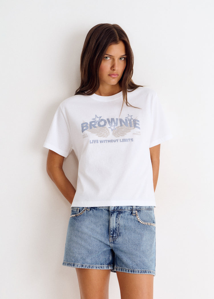Glitter wings print t-shirt