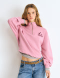 Sweatshirt com fecho e estampado