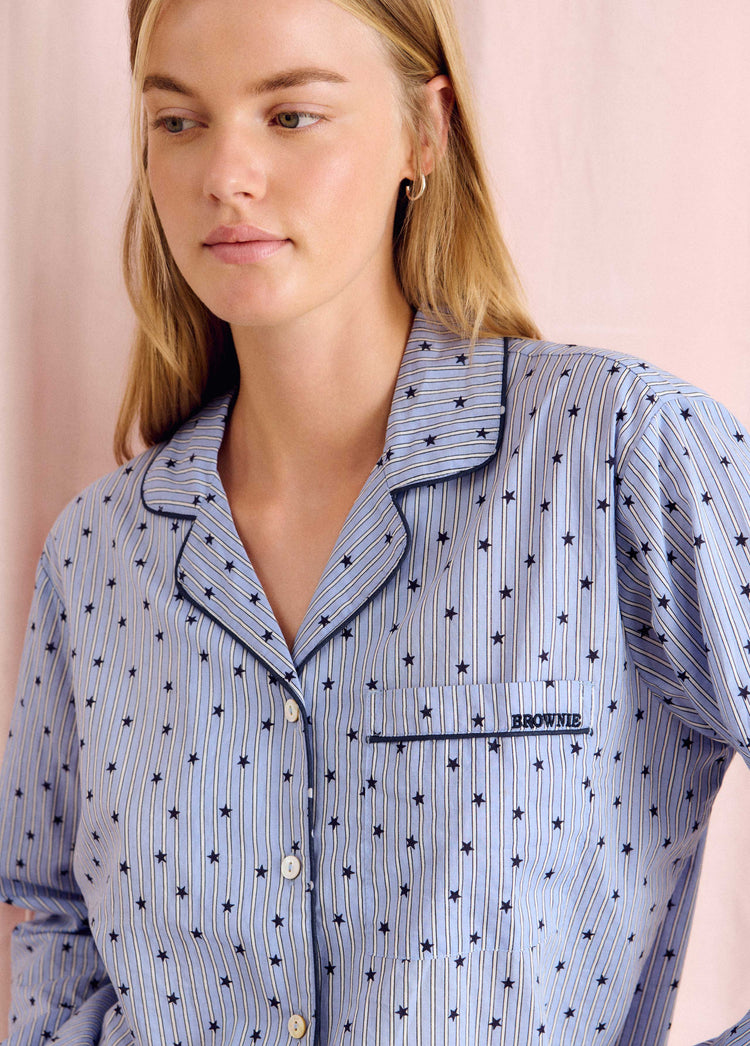 Blue striped pajamas