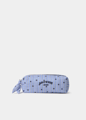 Small blue striped toiletry bag