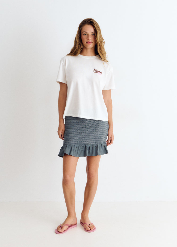 Smocked skirt with ruffle