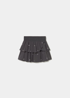 Smocked skirt with embroidery