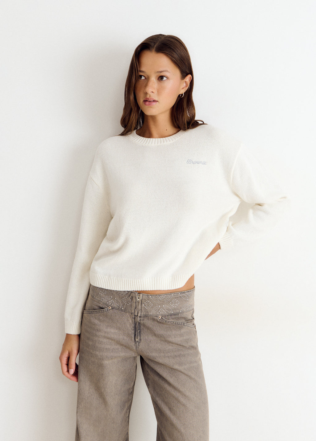Wing studded back sweater