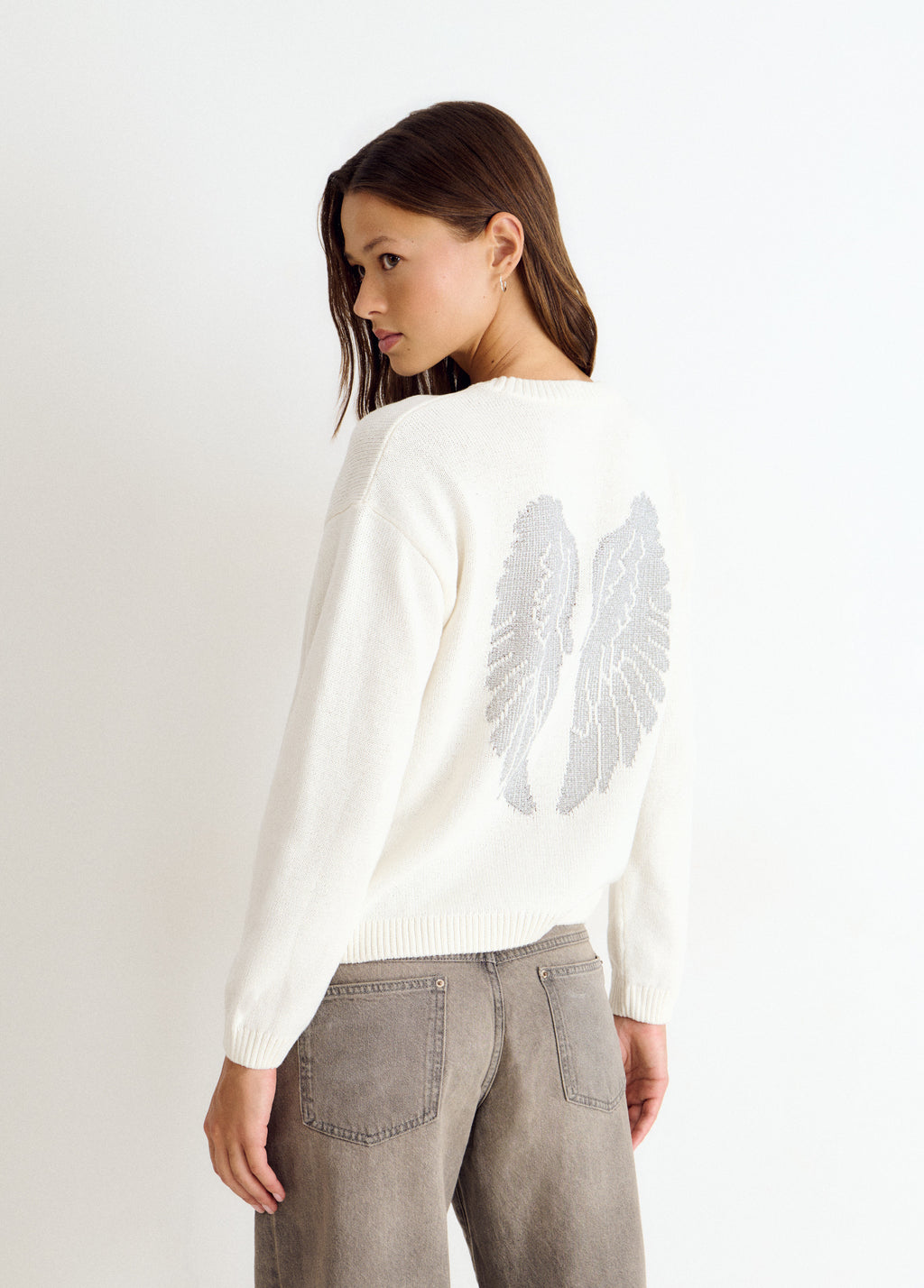Wing studded back sweater