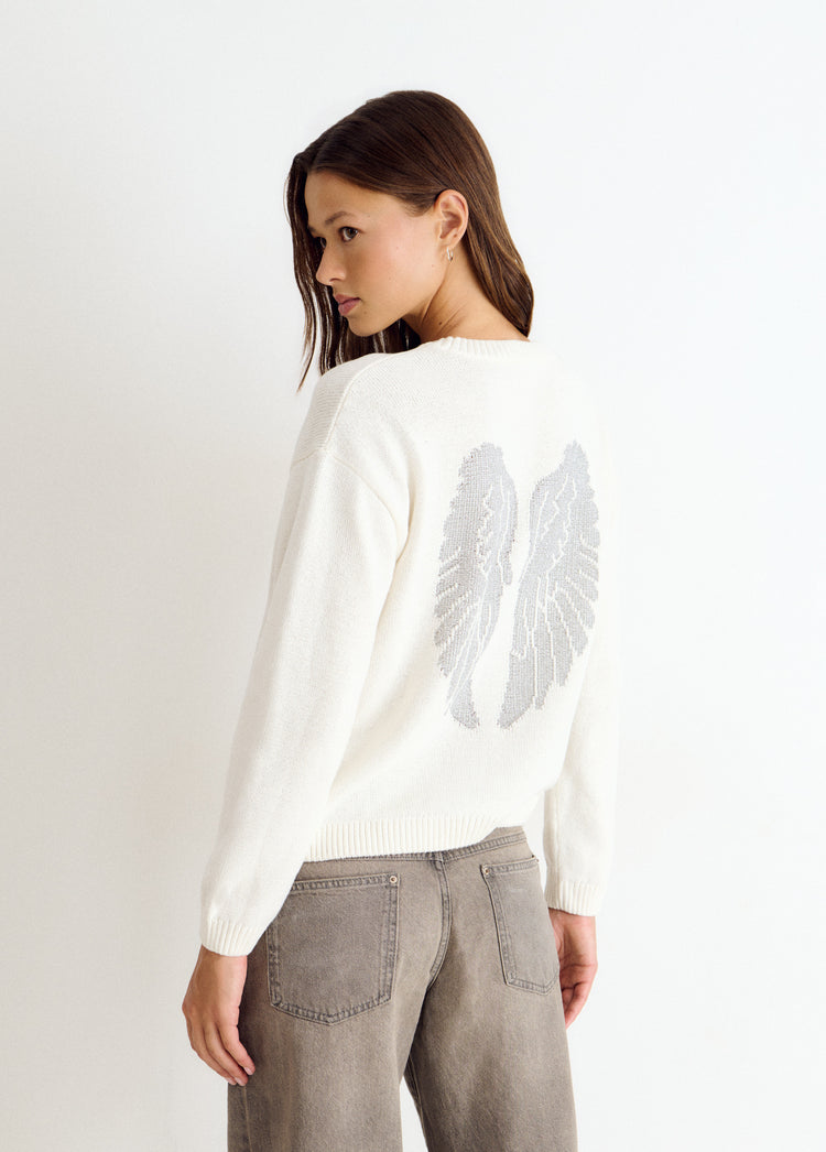 Wing studded back sweater