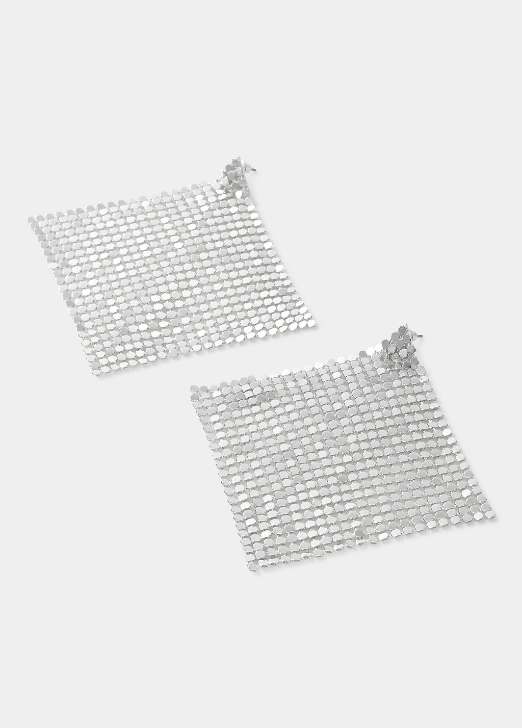 Metal mesh diamond earrings