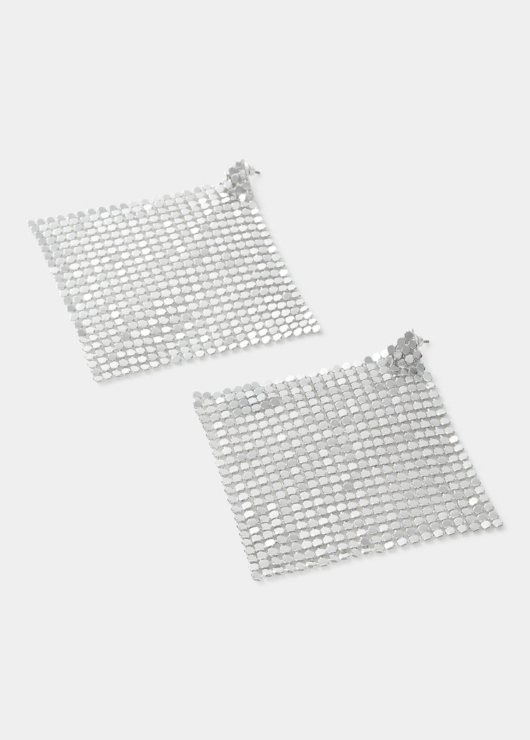 Metal mesh diamond earrings