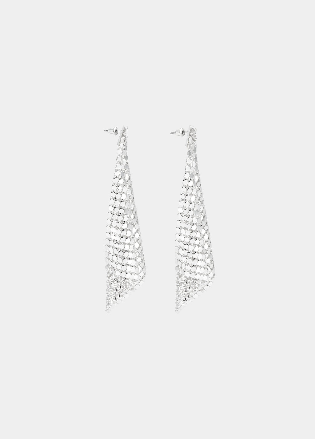 Metal mesh diamond earrings
