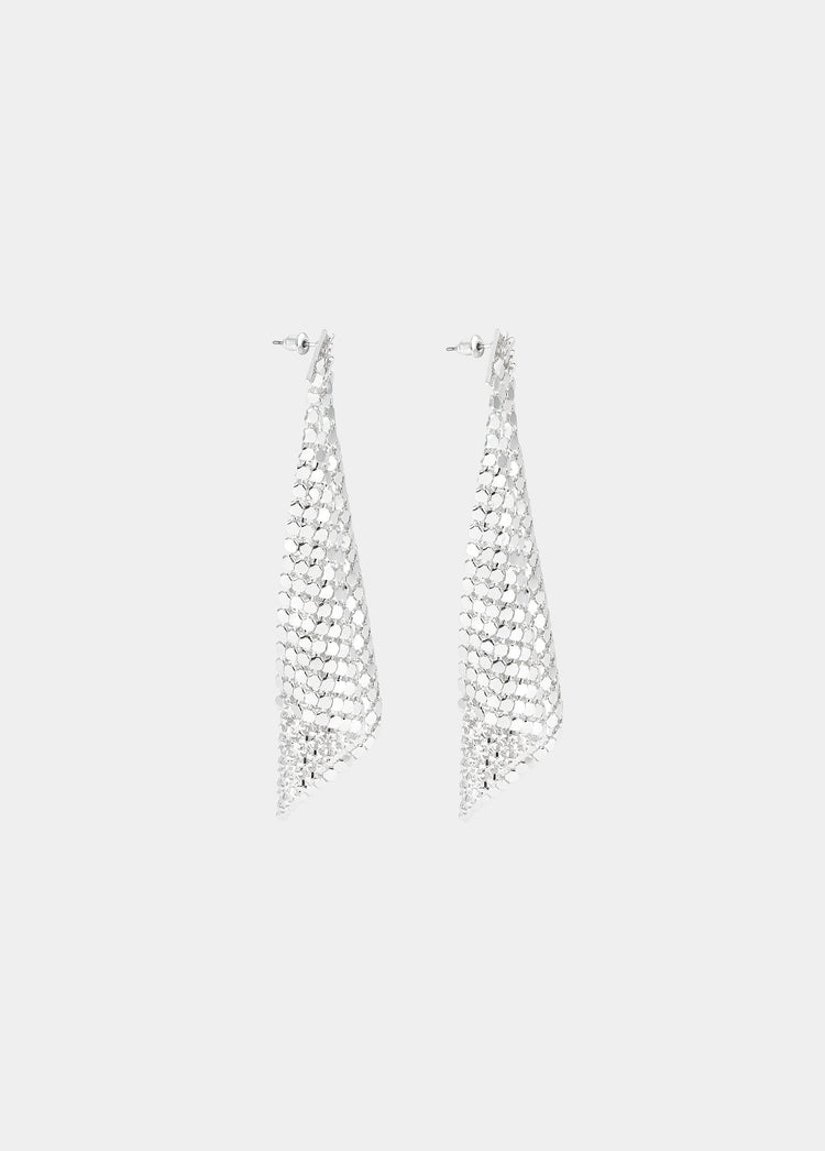 Metal mesh diamond earrings