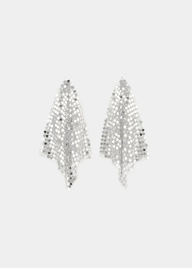 Metal mesh diamond earrings