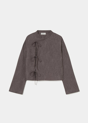 Jacquard blouse with bow details