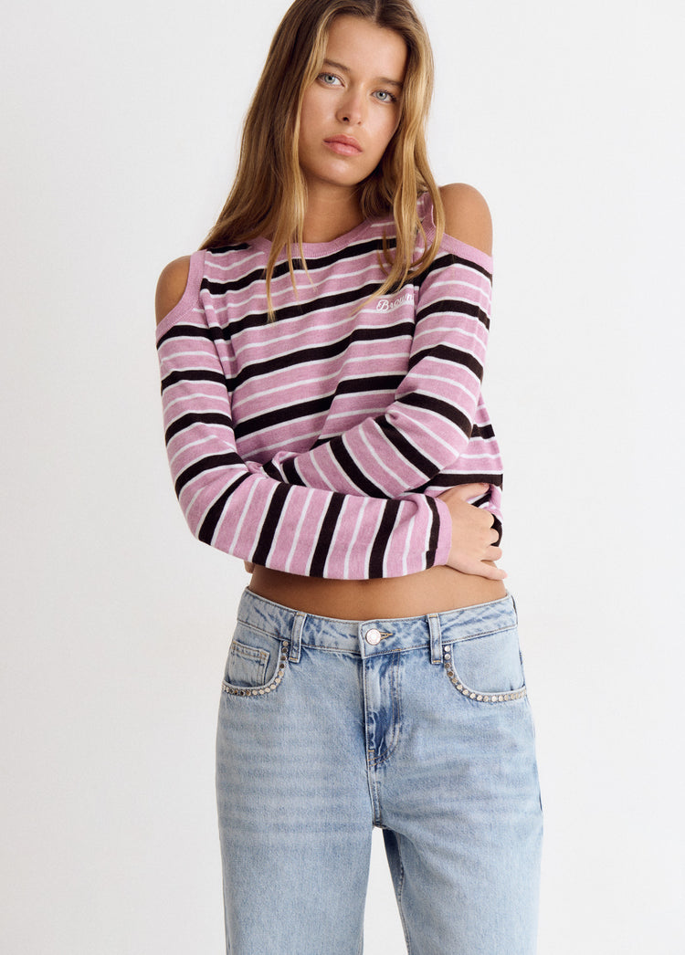 Jersey hombros descubiertos rayas