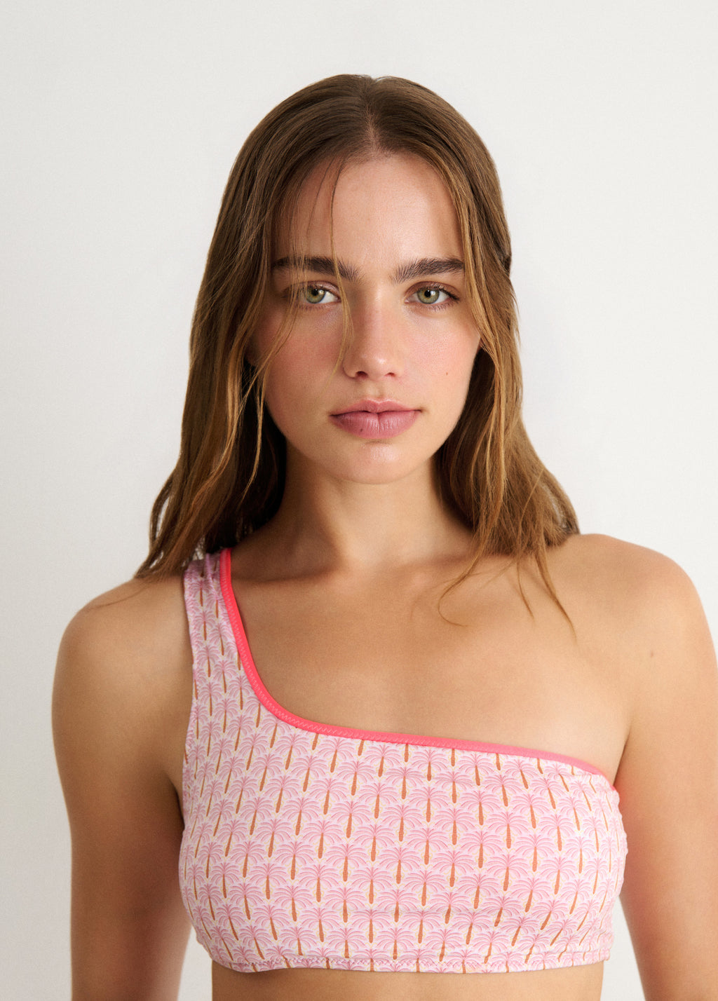 Asymmetrical palm tree bikini top