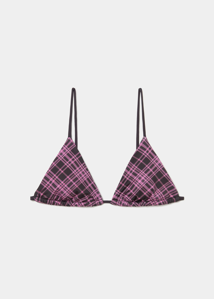 Plaid printed triangle bikini