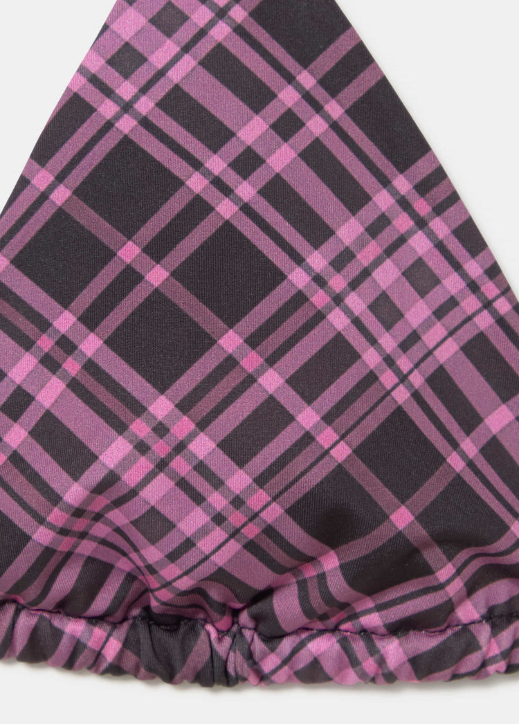 Plaid printed triangle bikini