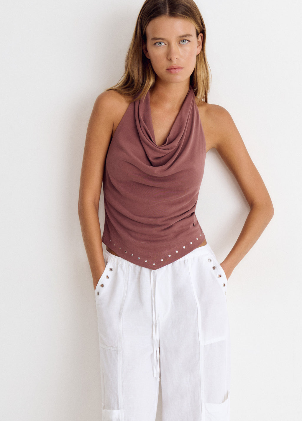 Studded halter top