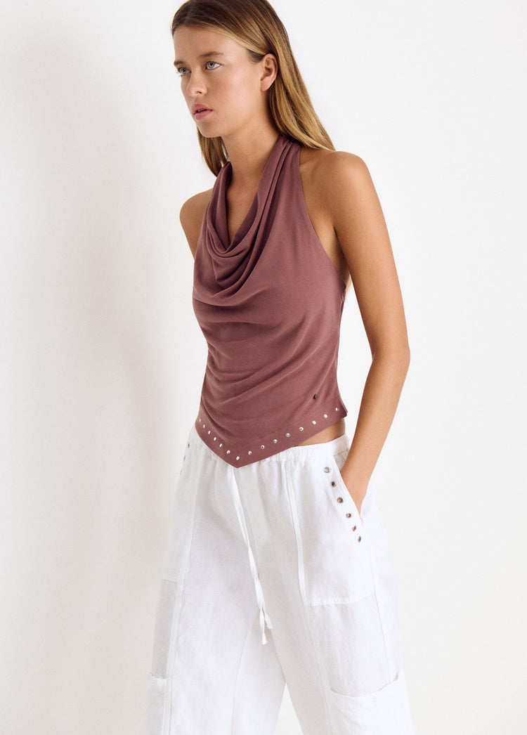 Studded halter top