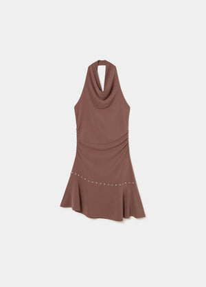 Cupro halter dress with studs