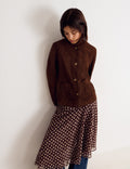 Mandarin-collar leather jacket