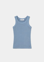 Camiseta de tirantes azul con tejido acanalado y corte ceñido