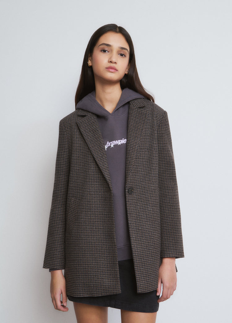 Long coat with small checks