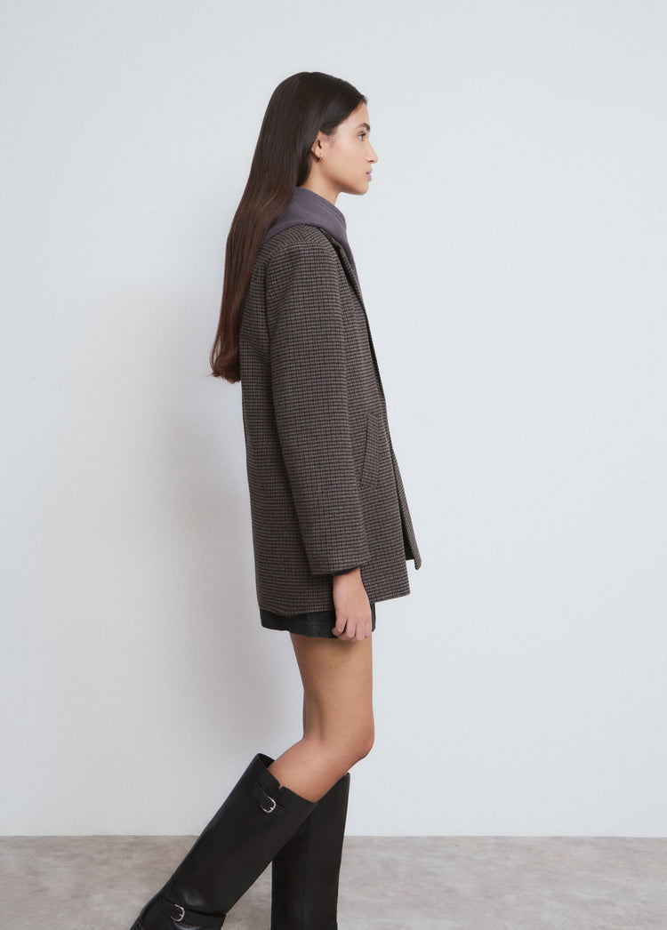 Long coat with small checks