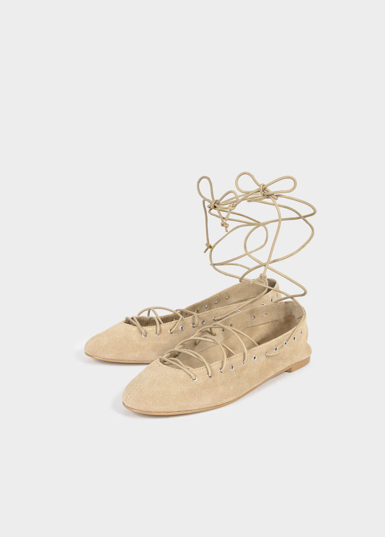 Ballerina's met eyelets en bindbandjes