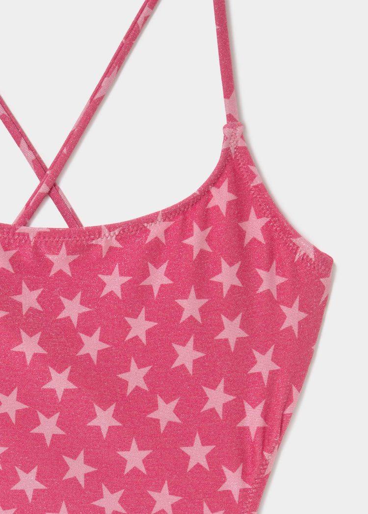 Badpak met cut-out en sterren van metallic draad
