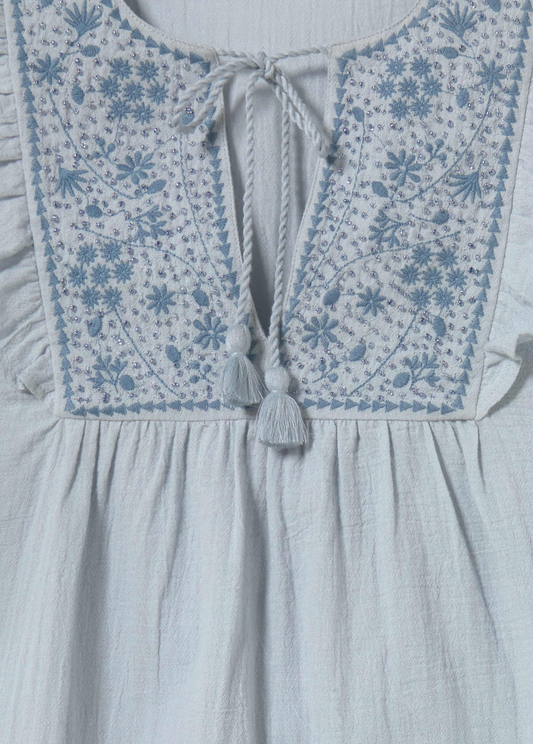 Embroidered yoke blouse