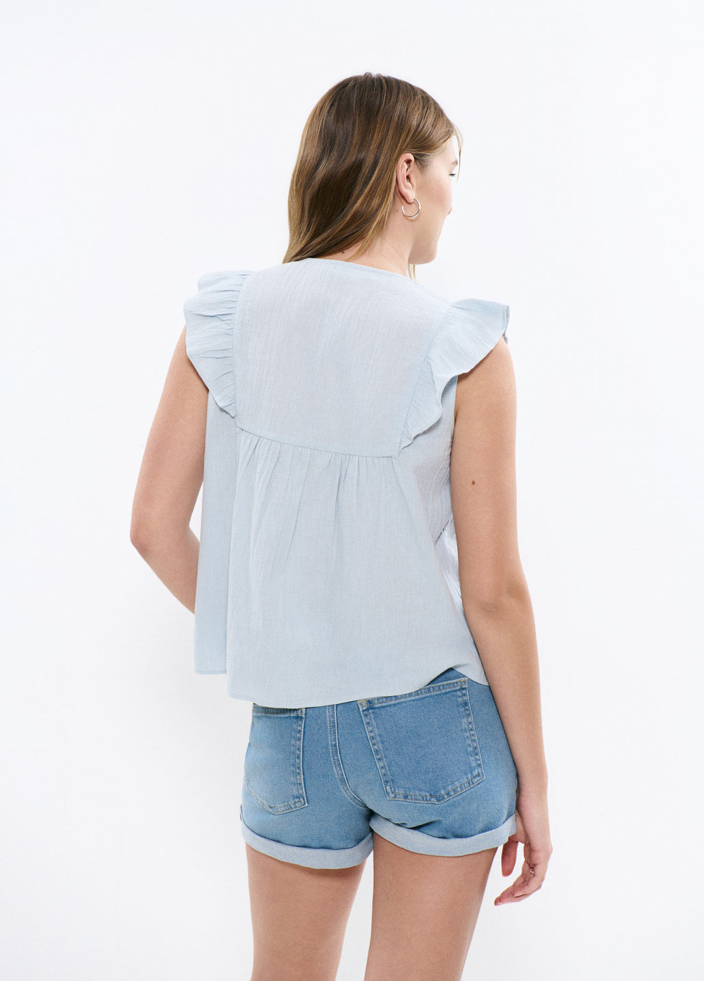 Embroidered yoke blouse
