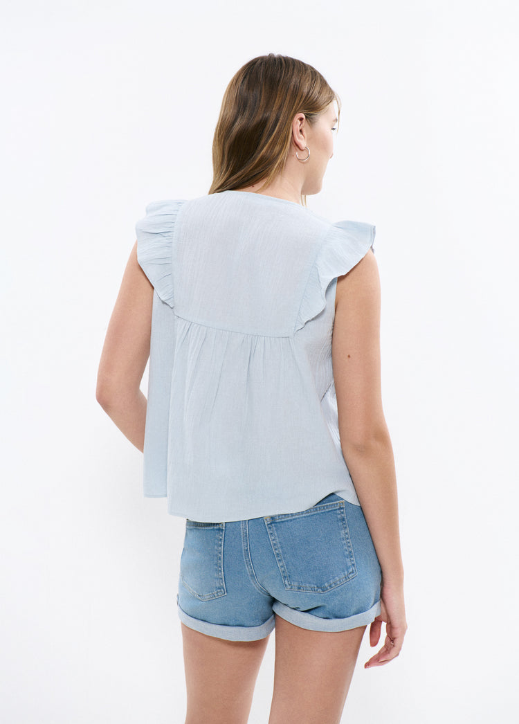 Embroidered yoke blouse