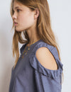 Cut-out blouse with ruffles