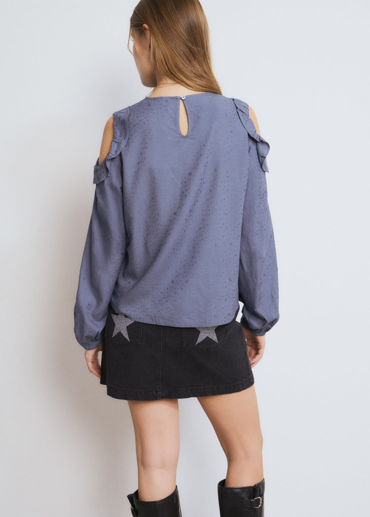 Cut-out blouse with ruffles