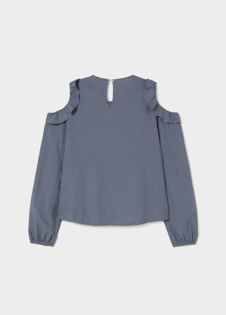 Cut-out blouse with ruffles