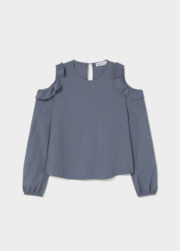 Cut-out blouse with ruffles