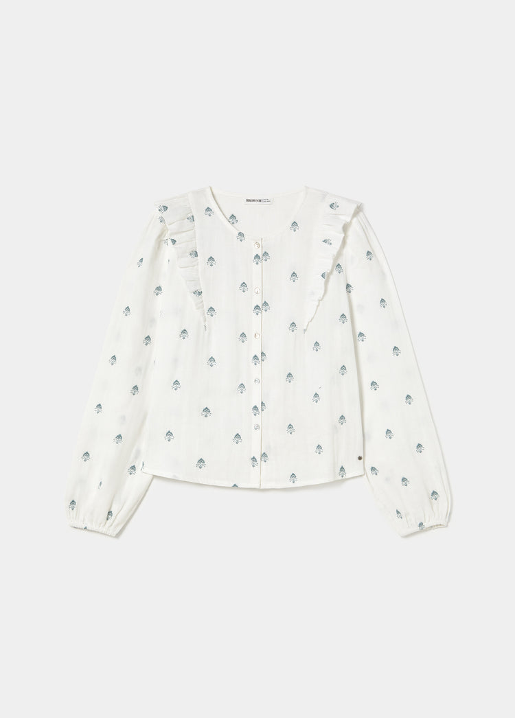 Double-layer blouse with embroidery