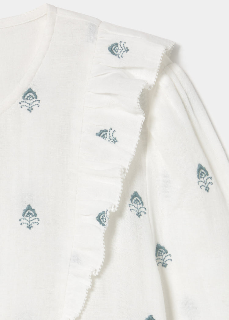Double-layer blouse with embroidery