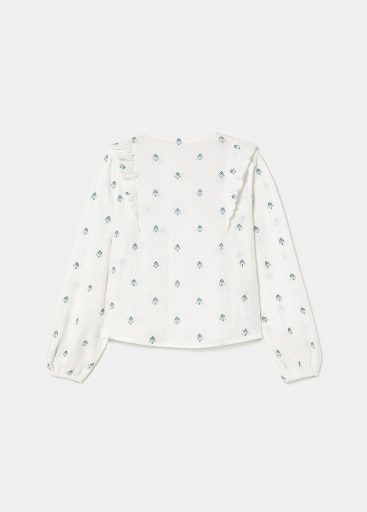 Double-layer blouse with embroidery