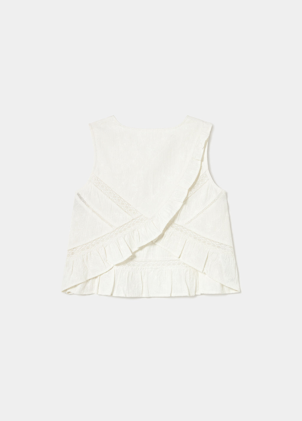 Blouse with lace neckline