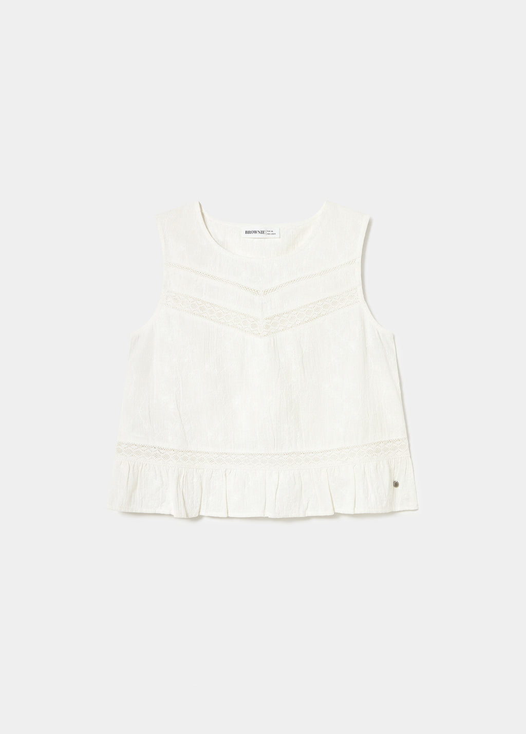 Blouse with lace neckline